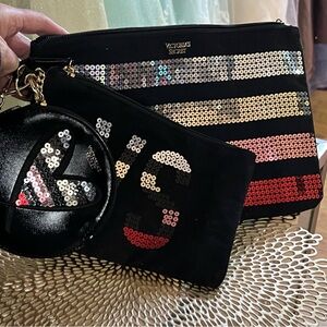 Victoria's Secret set of THREE Sequin MAKEUP BAGS